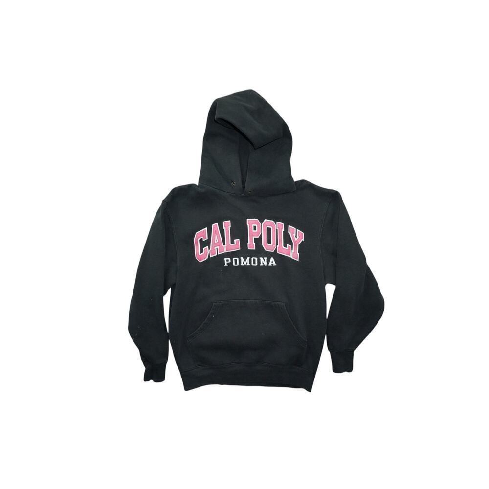 Vintage Jansport Cal Poly Pomona Hoodie – Black with Pink Embroidery – Size M